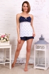 Б16 Пижама с шортами (сердечки на сине _белом ) - Престиж-текстиль