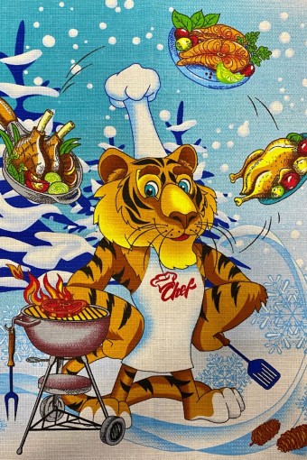Е11 Полотенце вафельное Новогодние Тигры (В ассортименте) (Фото 2)