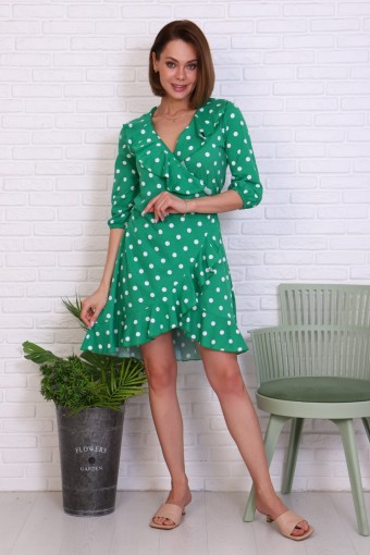 Д490 Платье Антонина (горох на зеленом) - Престиж-текстиль