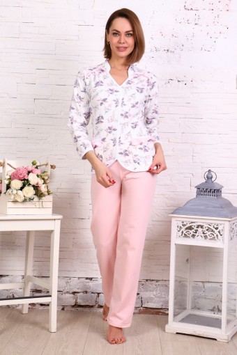 Б21 Пижама футер с брюками (Розовая) - Престиж-текстиль