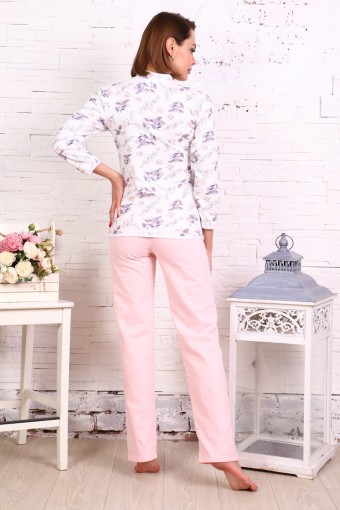 Б21 Пижама футер с брюками (Розовая) (Фото 2)