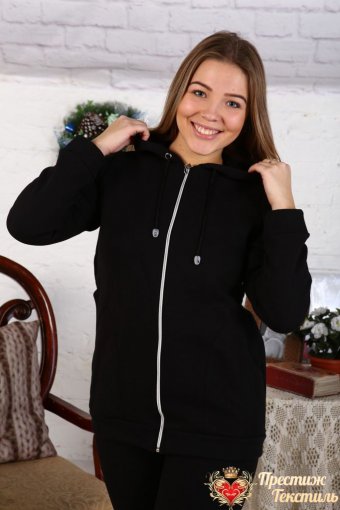 Г21 Куртка (толстовка) удлиненная (Черная) - Престиж-текстиль