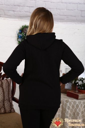 Г21 Куртка (толстовка) удлиненная (Черная) (Фото 2)