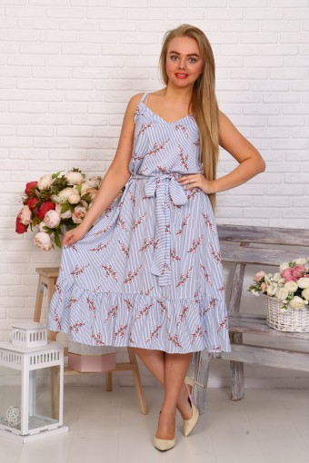 Д522 Платье Прованс (цветы на полосе) - Престиж-текстиль